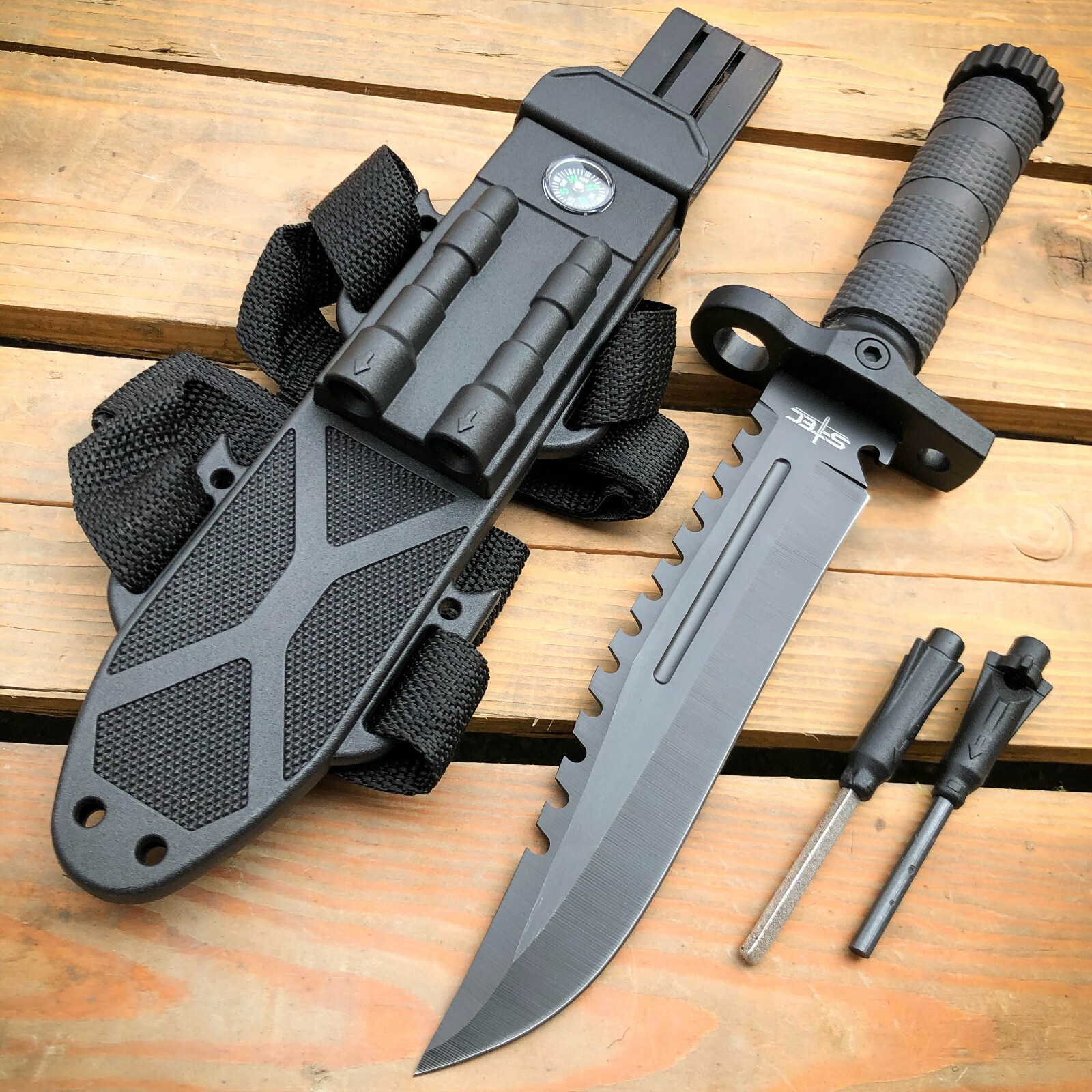 12.5″ MILITARY Hunting TACTICAL FIXED BLADE SURVIVAL Army Knife w Fire Starter