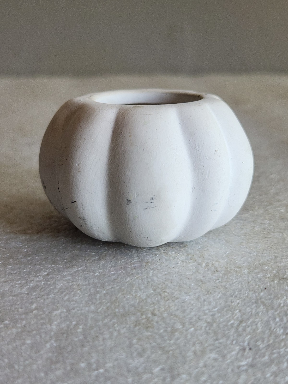 3 Ceramic Pumpkin-Shaped Candle Holders Plus 1 • Blue White Gray 3¼ T 3½” L