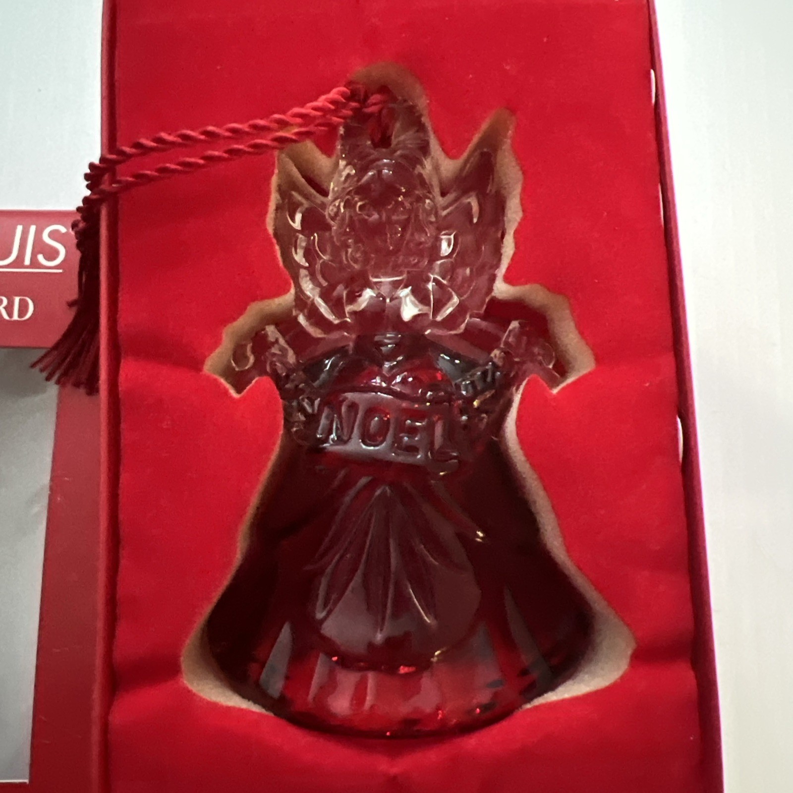 Marquis Waterford 2005 Annual Christmas Angel Bell Ornament Red Crystal Germany