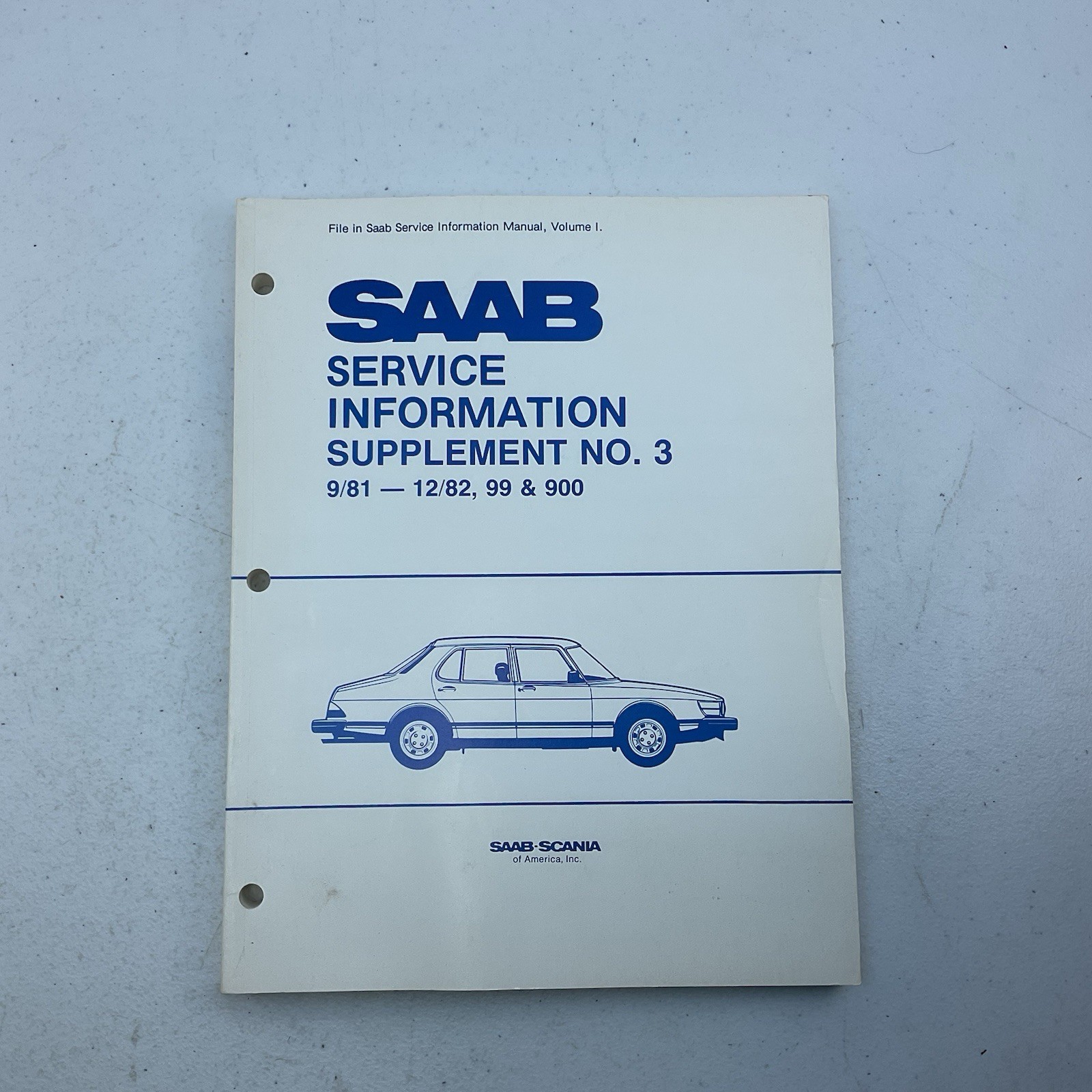 1981-1982 SAAB Service Information Supplement Manual No 3 99 900