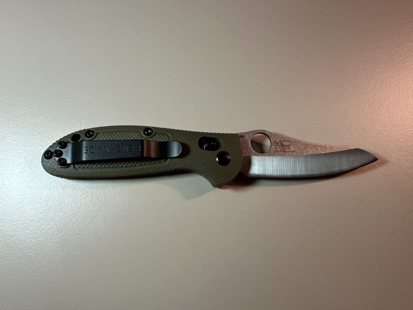 Benchmade 555 Mini Griptilian Olive Nylon Grivory Stainless Folding Knives