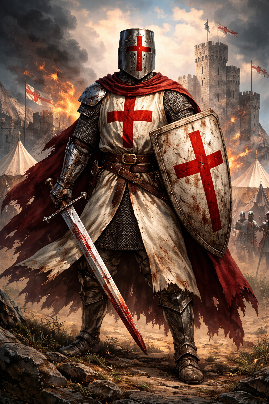 Medieval Crusader Knight Print Poster 13×19