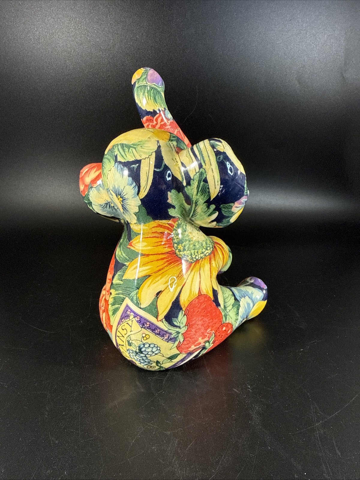Vintage Elephant Patchworks By Joan Baker Designs Fruit & Florals 7” Tall