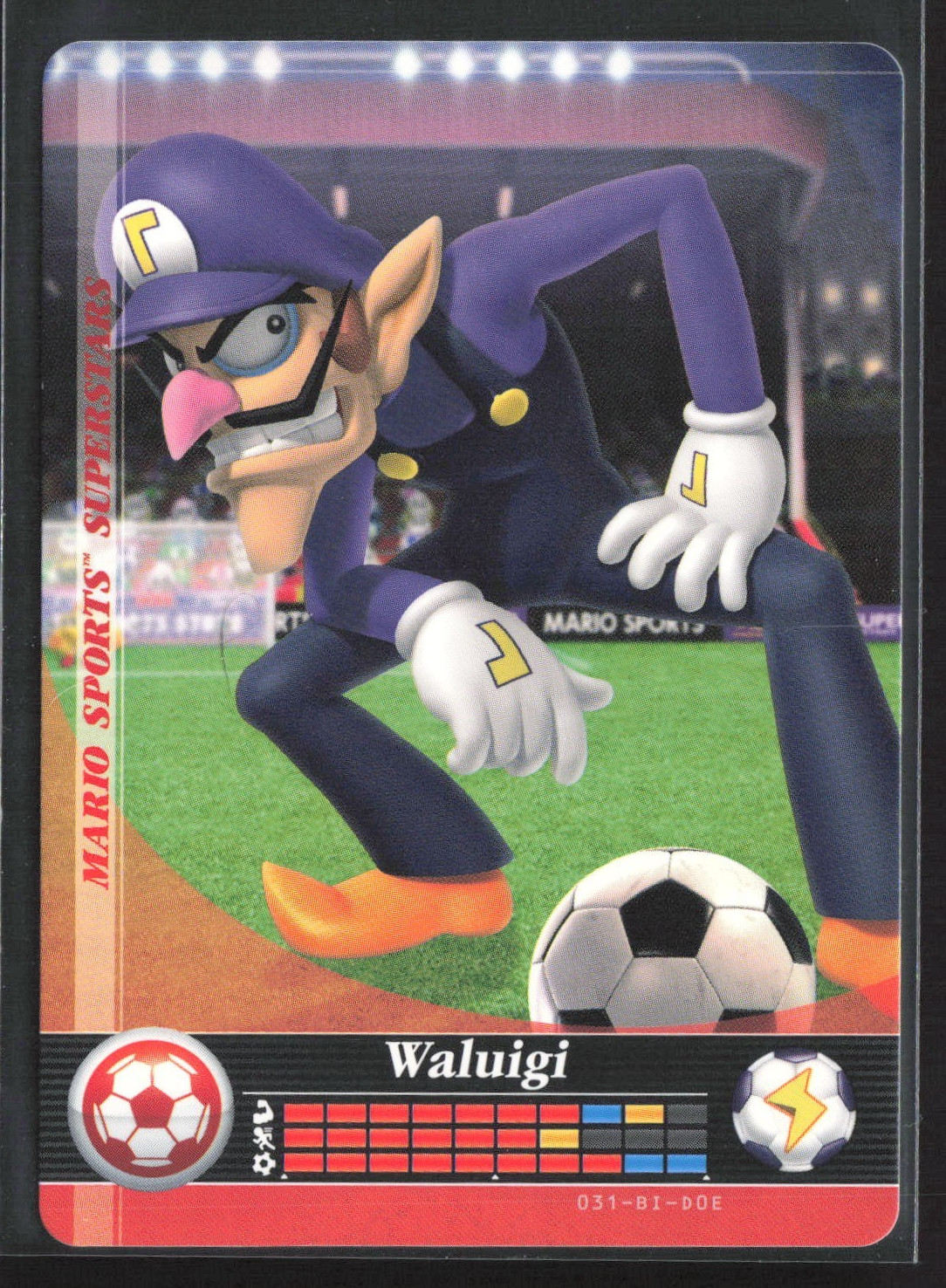 2017 Mario Sports Superstars Amiibo Card – #31 Waluigi Soccer – Nintendo NM