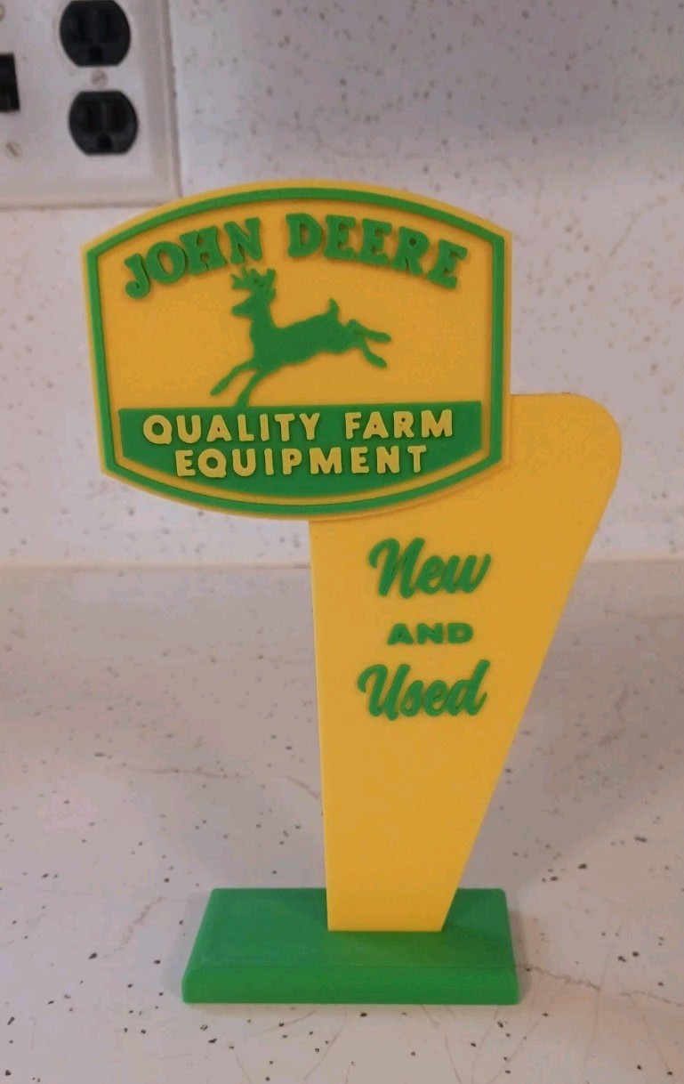 Miniature John Deer Sign -Tractor Desk Shelf Farming Display Diorama 7″ Tall