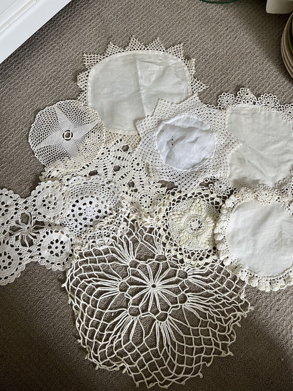 True Vintage Lot 10 Fancy Crochet Lace Doilies Doily