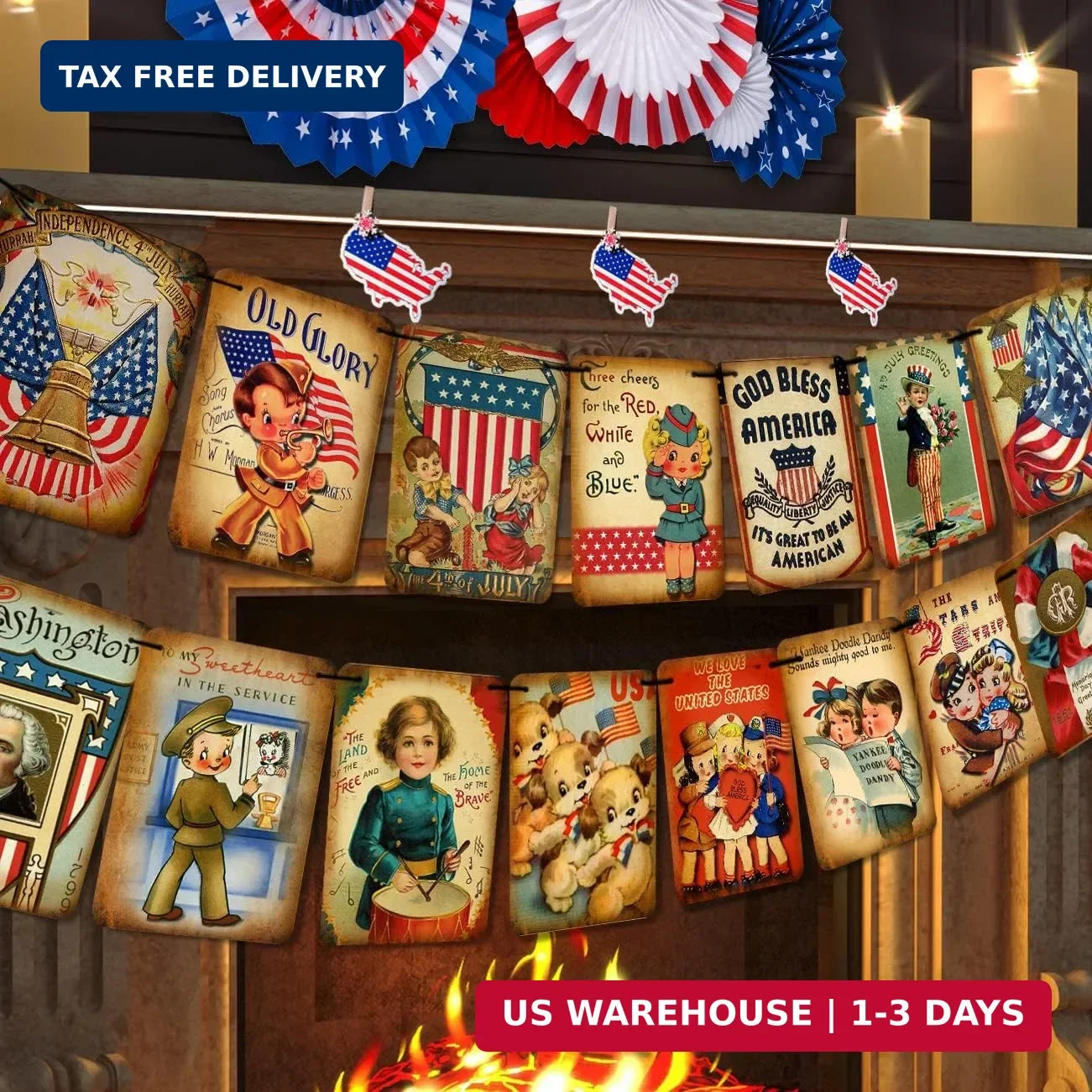 4th of July Banner Independence Day Patriotic Decorations – 4th of July Vintage