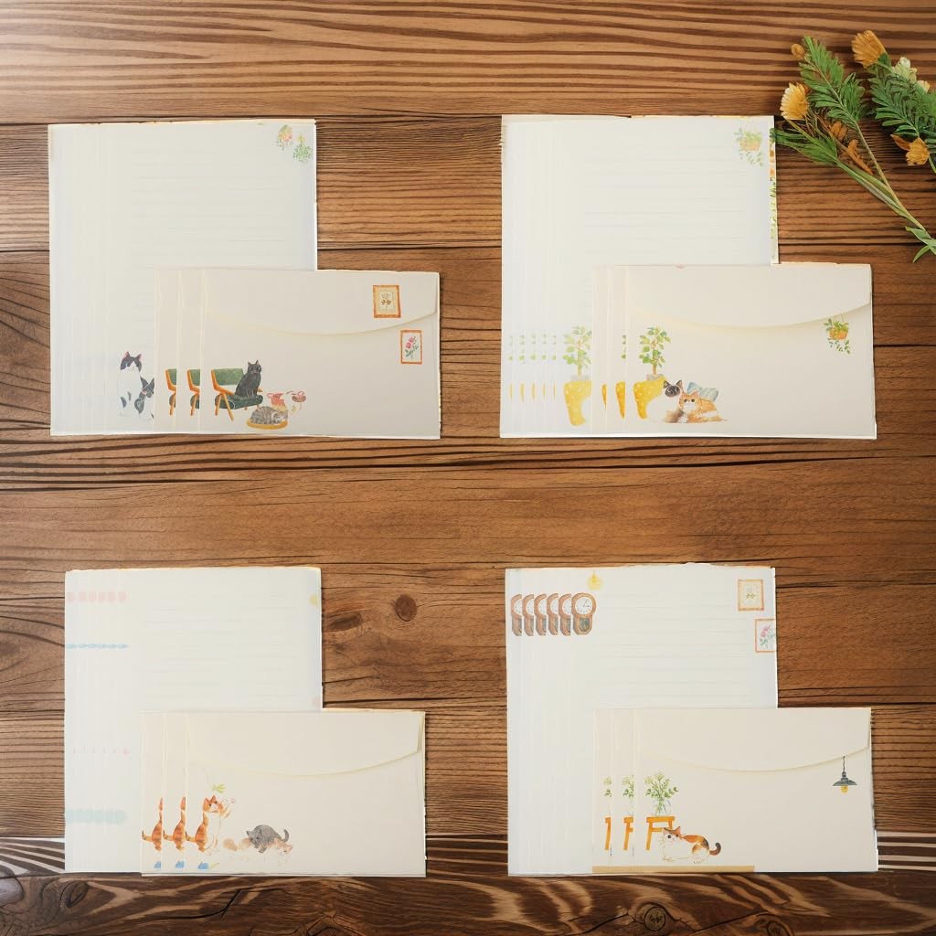 72 Pieces Cute Cat Theme Writing Paper and Envelopes Stationery Set for Women…