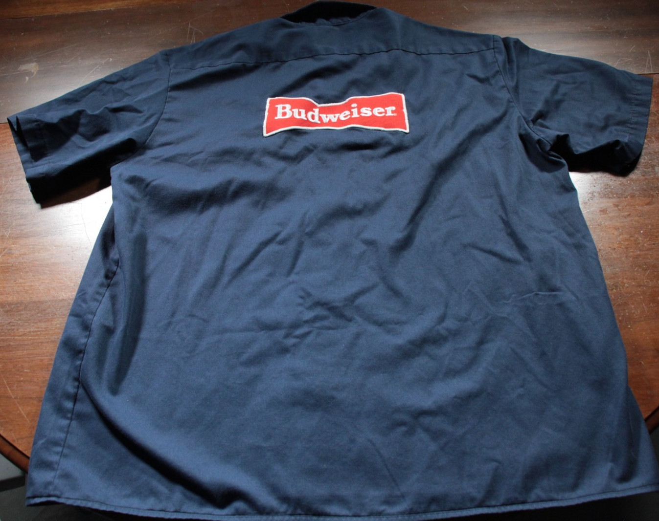 Budweiser Work Shirt Button Down Dickies 2XL Beer Delivery Caution Powered Patch