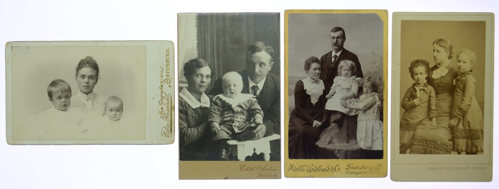 CDV Photo Set of 4 pcs, Women, Men, Children, Sweden (8436)