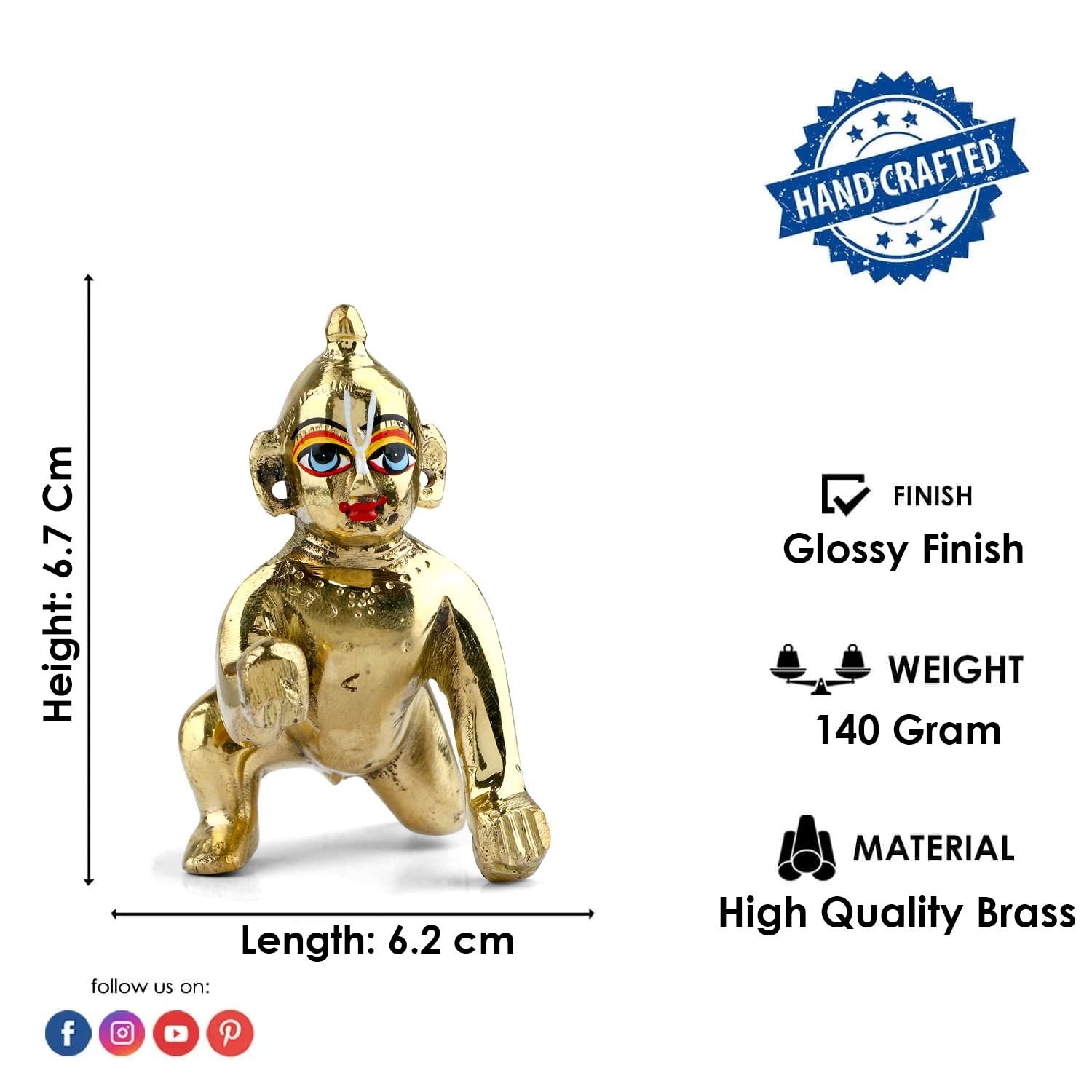 Satvik 1 Pc (Size 1) Brass Laddu Gopal Idol Kanha Ji Murti/Statue Indian Kris…