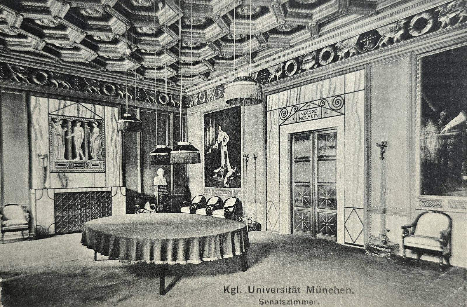 Postcard Munich University LMU Ludwigstrasse Senate Room 1913