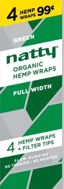 NATTY Organic GREEN Flavored Full-Width Herbal Wraps Full Box 15/4CT -60PCS