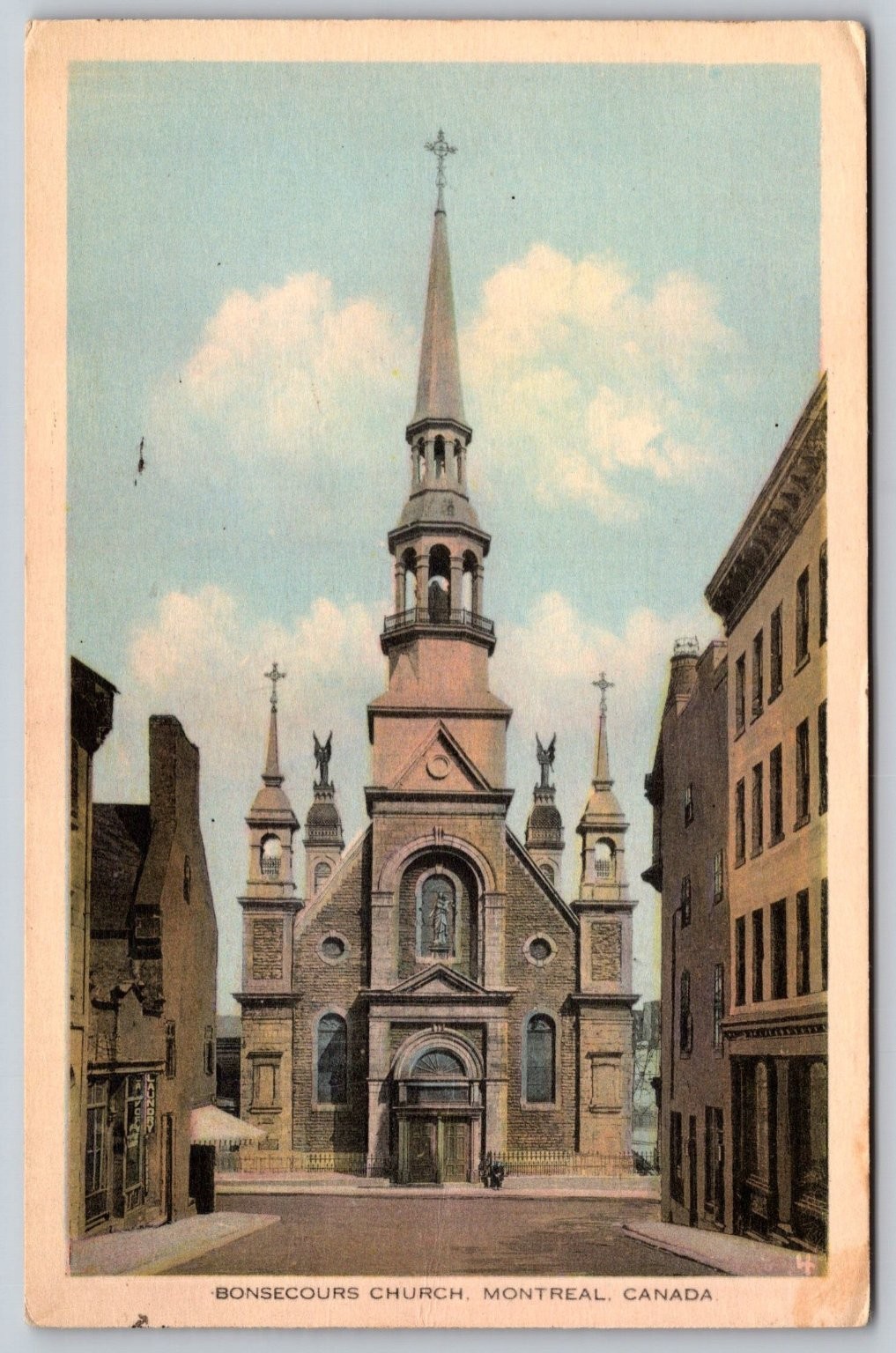 1940 Bonsecours Church Montreal Canada Vintage Postcard PGE Co. Posted C288