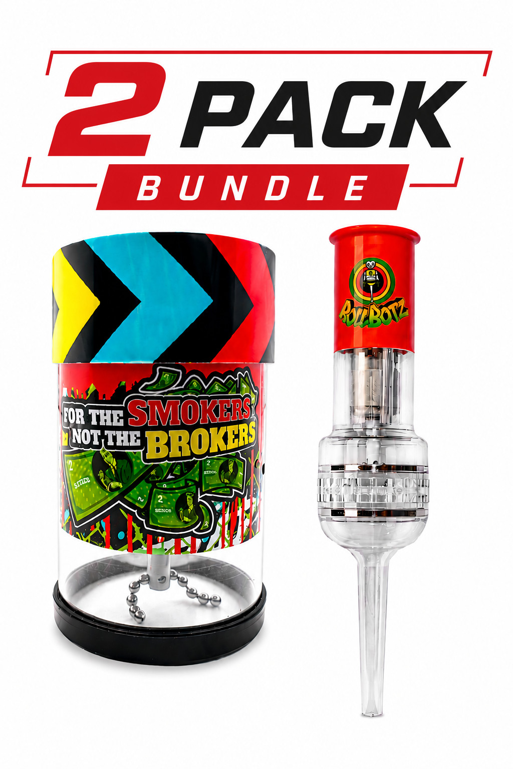 Wakit Grinder Zackwoods Design & Red RollBotz RoboKone 2 Pack Bundle