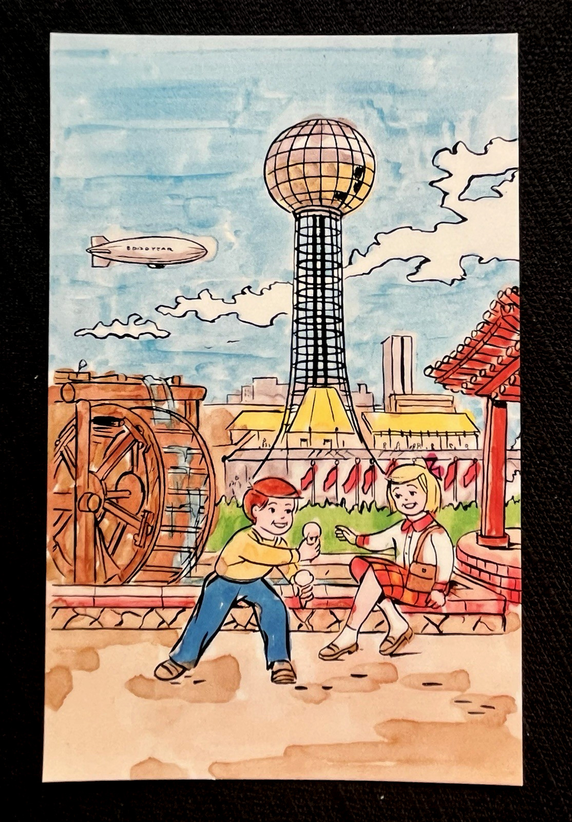 Postcard Republic Of Korea Pavillion Water Wheel 1982 World’s Fair Knoxville TN
