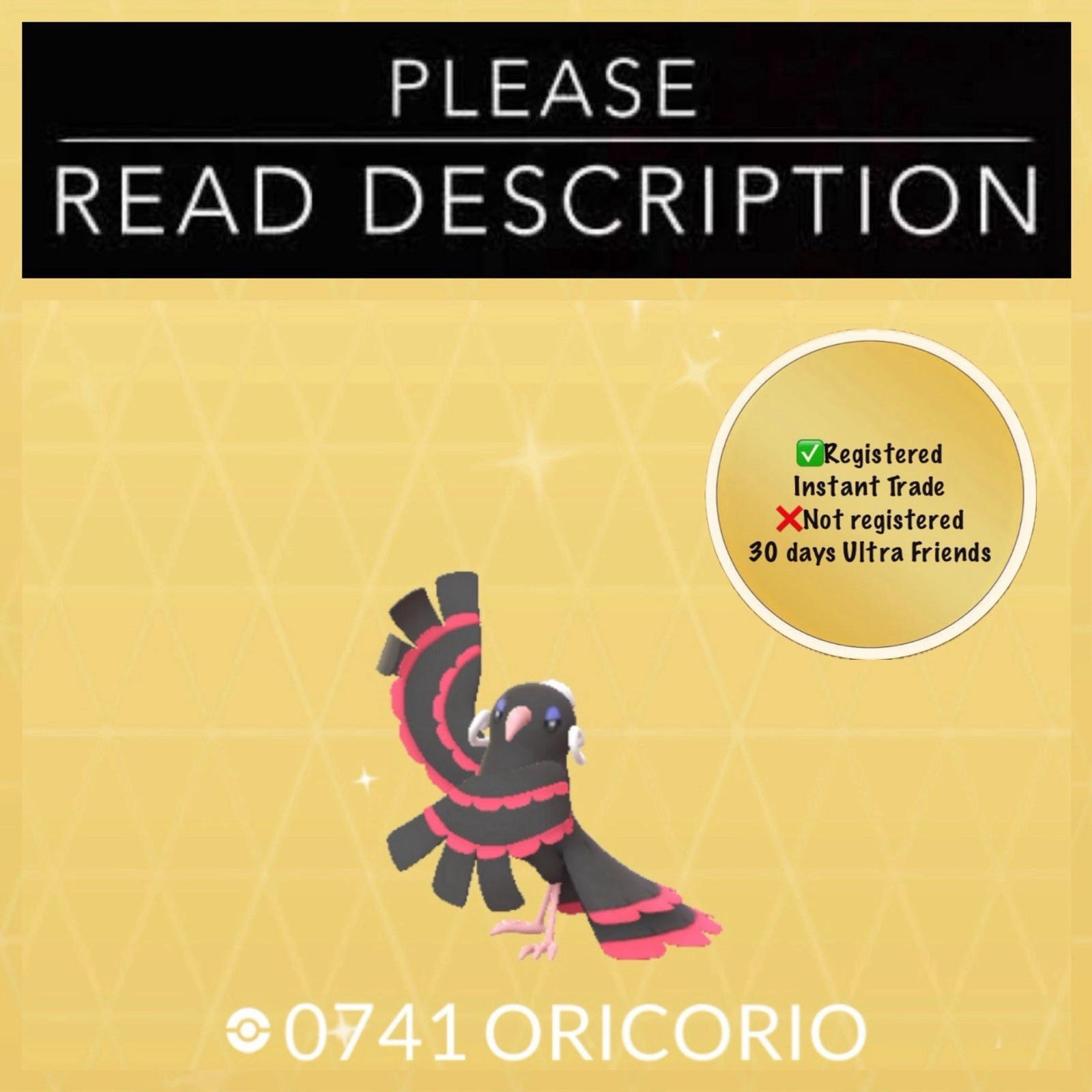 Shiny Oricorio Baile (Instant Registered / 30 days Ultra Friends) – Pokemon Go