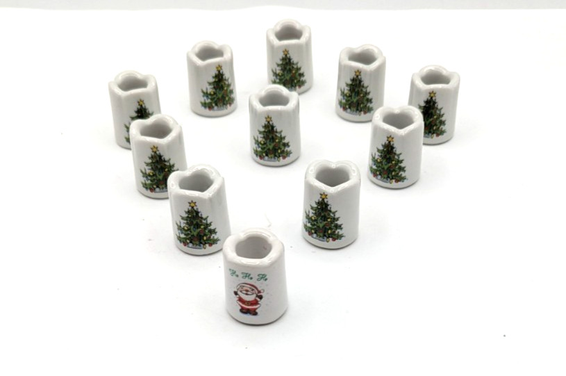 Mini Tiny Taper Christmas Candle Holders Tree Lot 11 Ceramic Germany Vtg