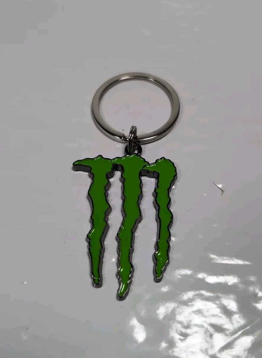 Monster Energy Drink Keychain Key Ring Green Logo Metal Enamel Swag Brand New!!