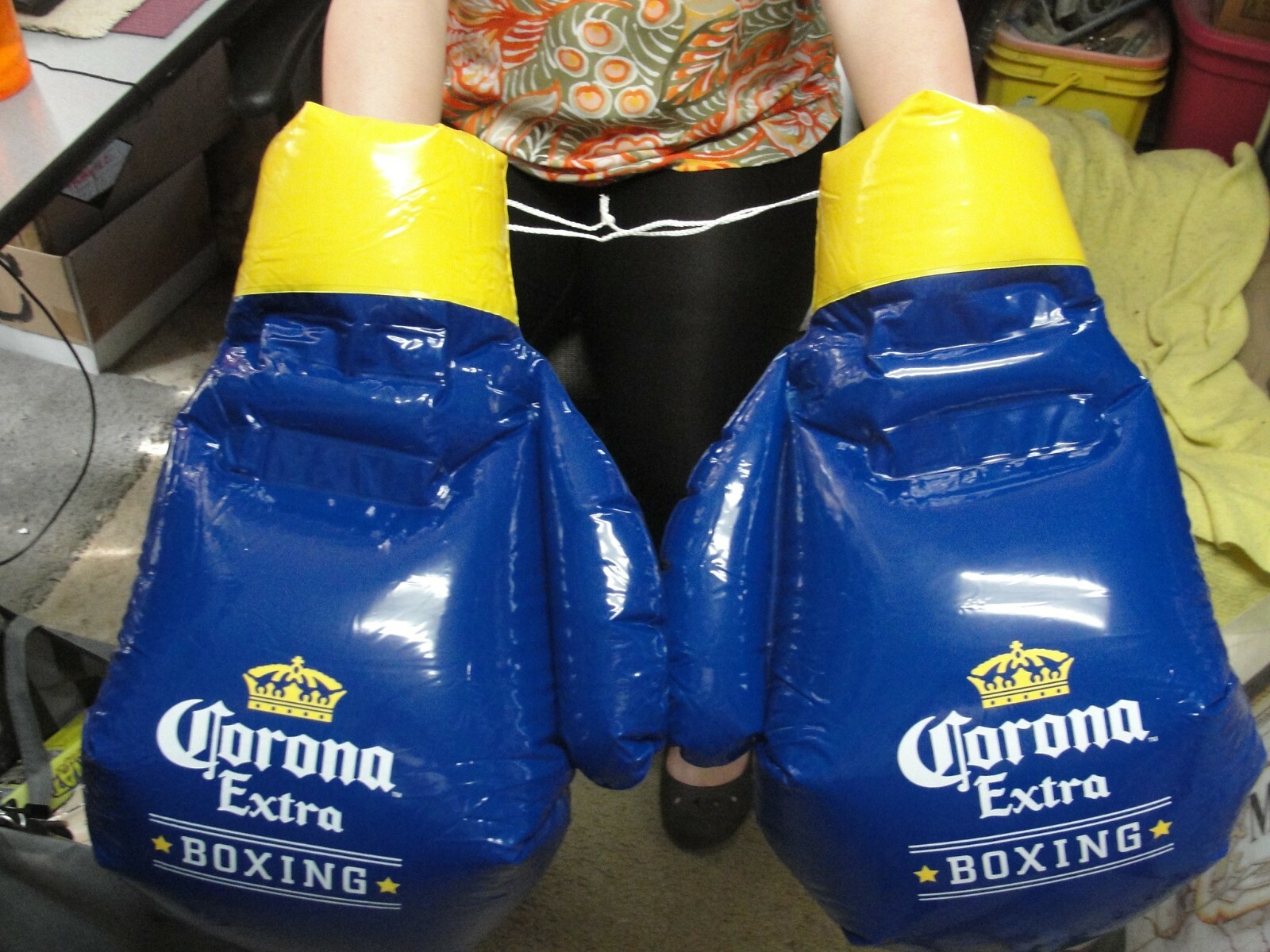 CORONA EXTRA BEER INFLATABLE WEARABLE BOXING GLOVES GLOVE PAIR NEW