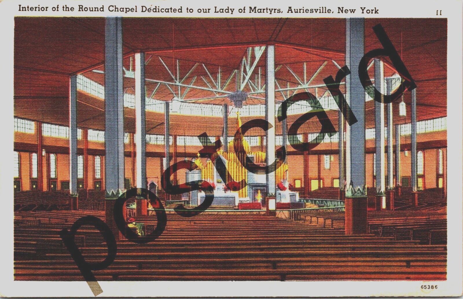 1940 ROUND CHAPEL, Our Lady of Martyrs, Auriesville, NY, postcard jj392