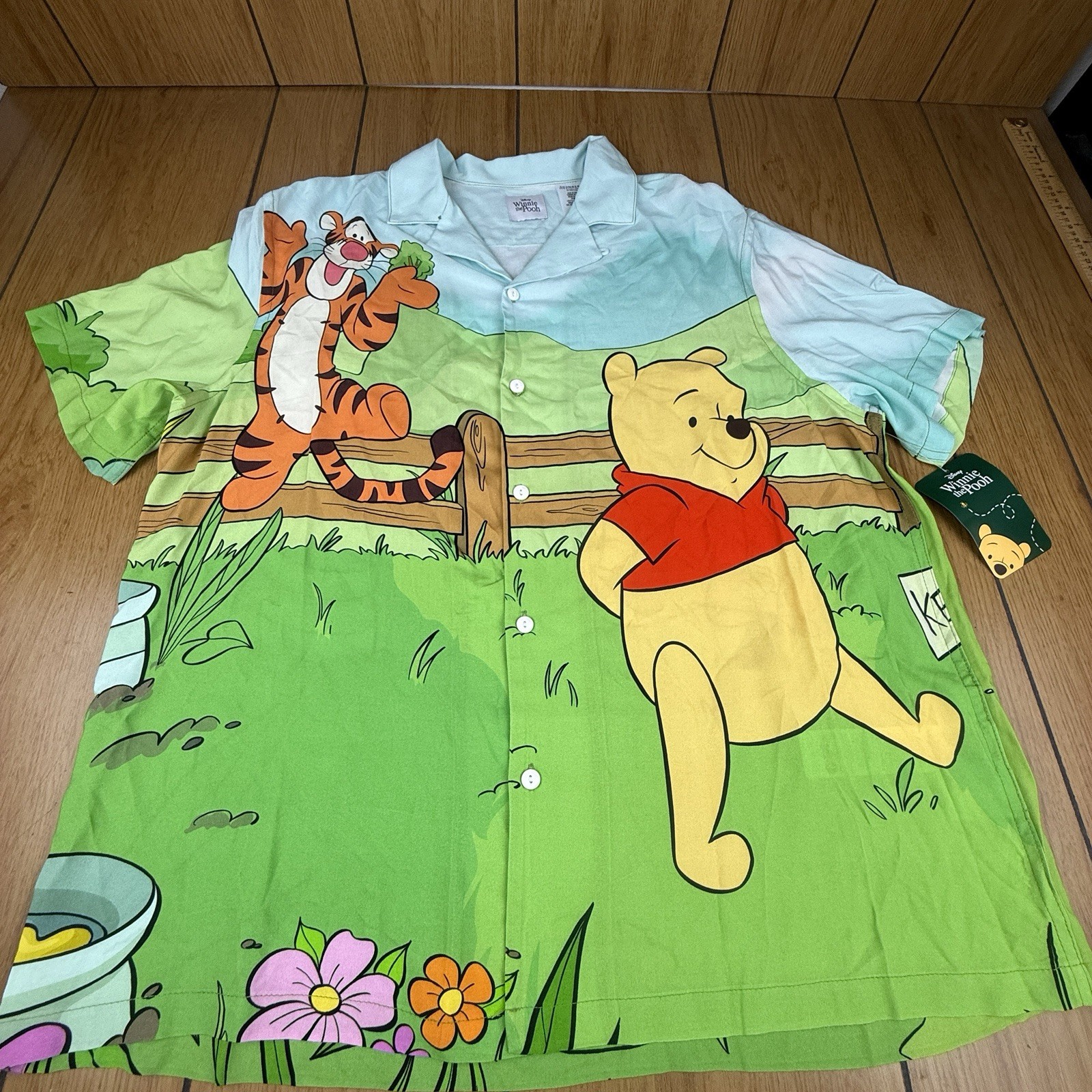 Disney Parks Winnie the Pooh and Pals Woven Shirt for Adults Size XL New