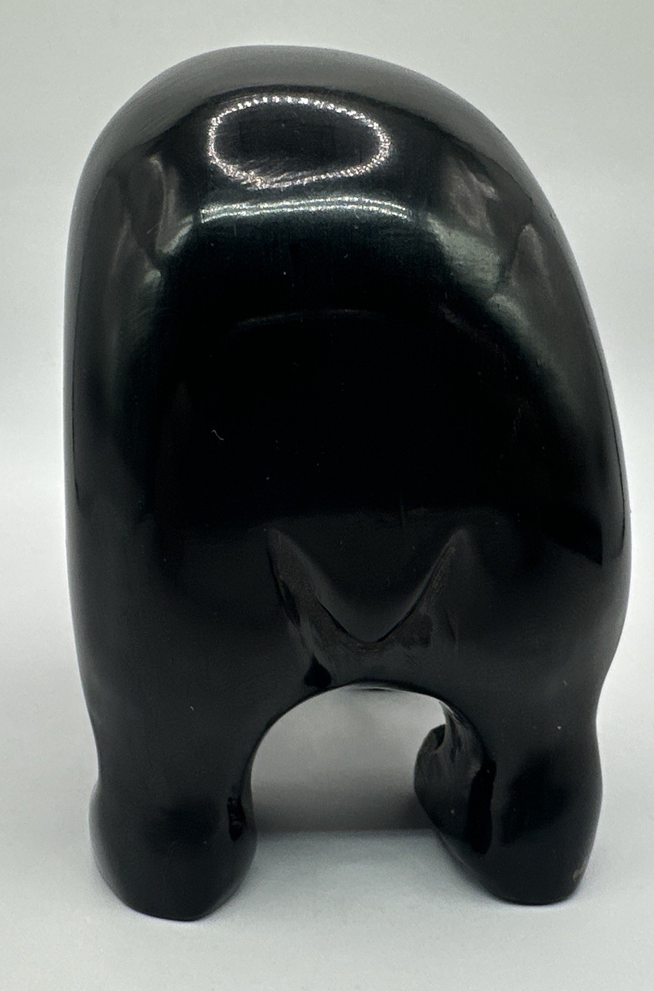 Herbert Davis Large Jet Black Bear Carved Fetish MOP Fish 3.25″ x 5″ Navajo