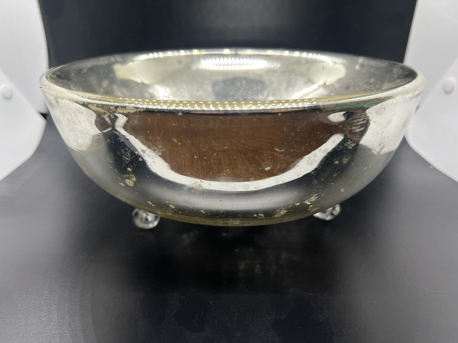 Antique Mercury Glass Bowl 9.25″ Diameter – Footed