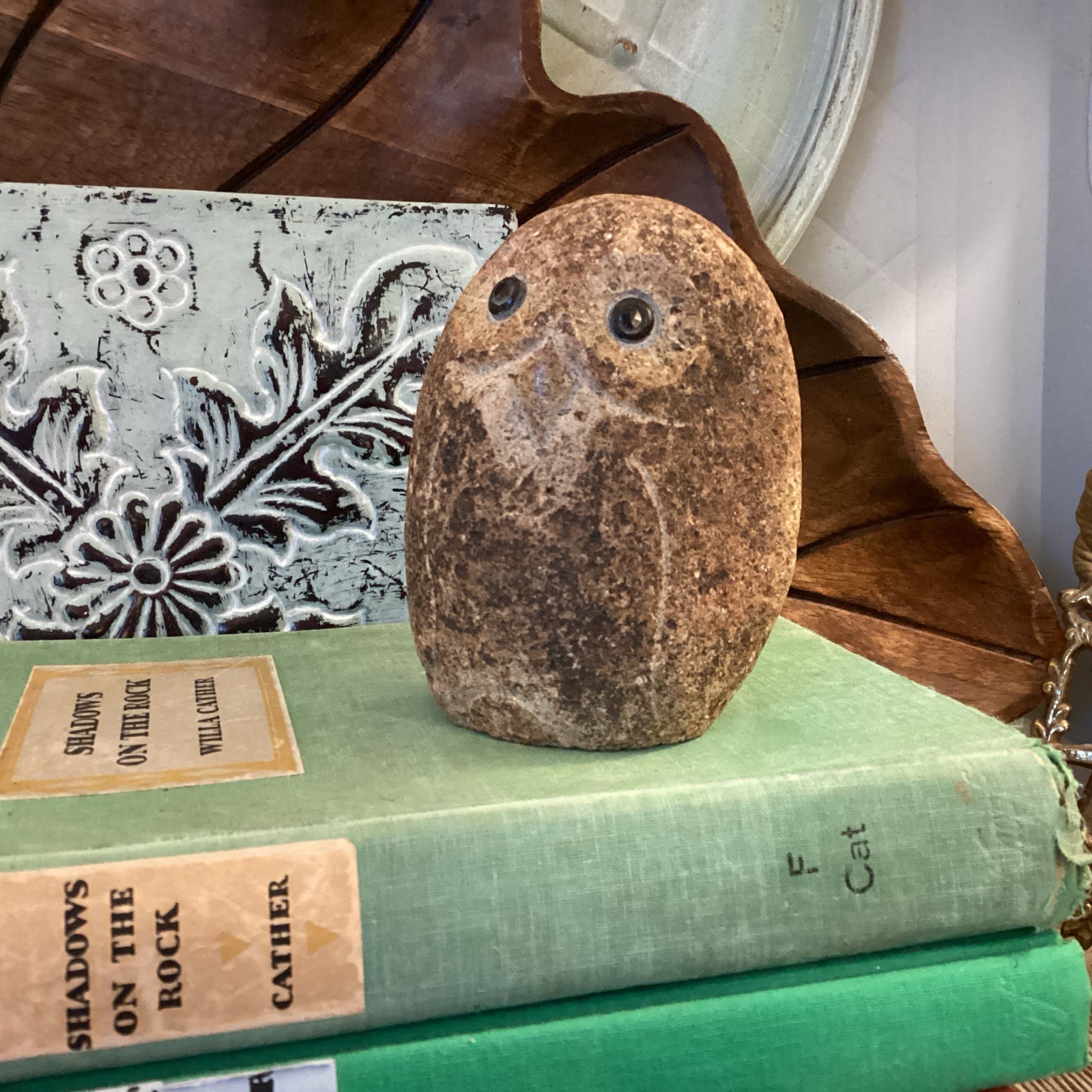 Carved Granite Stone Owl Indoor Outdoor Garden Sculpture Garden Carved Owl