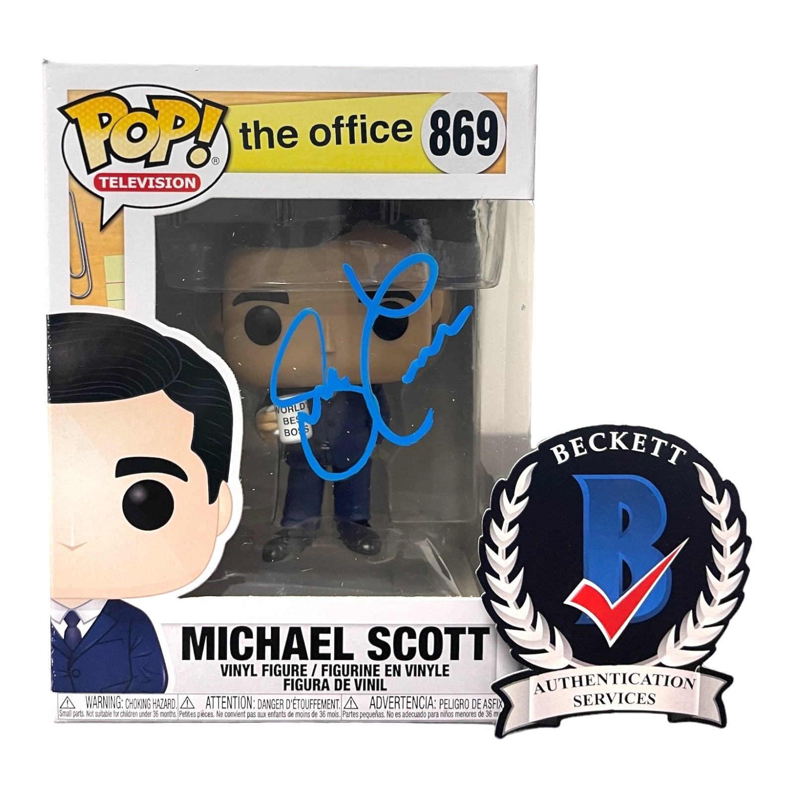 Steve Carell Signed Autograph The Office Funko Pop 869 Beckett BAS Michael Scott