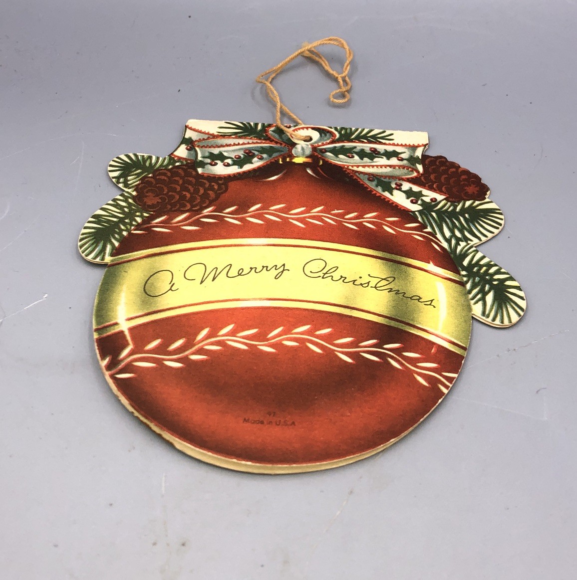 Vtg 1940’s Ornament Christmas Card Die Cut Ornament 1940s Double Side USA