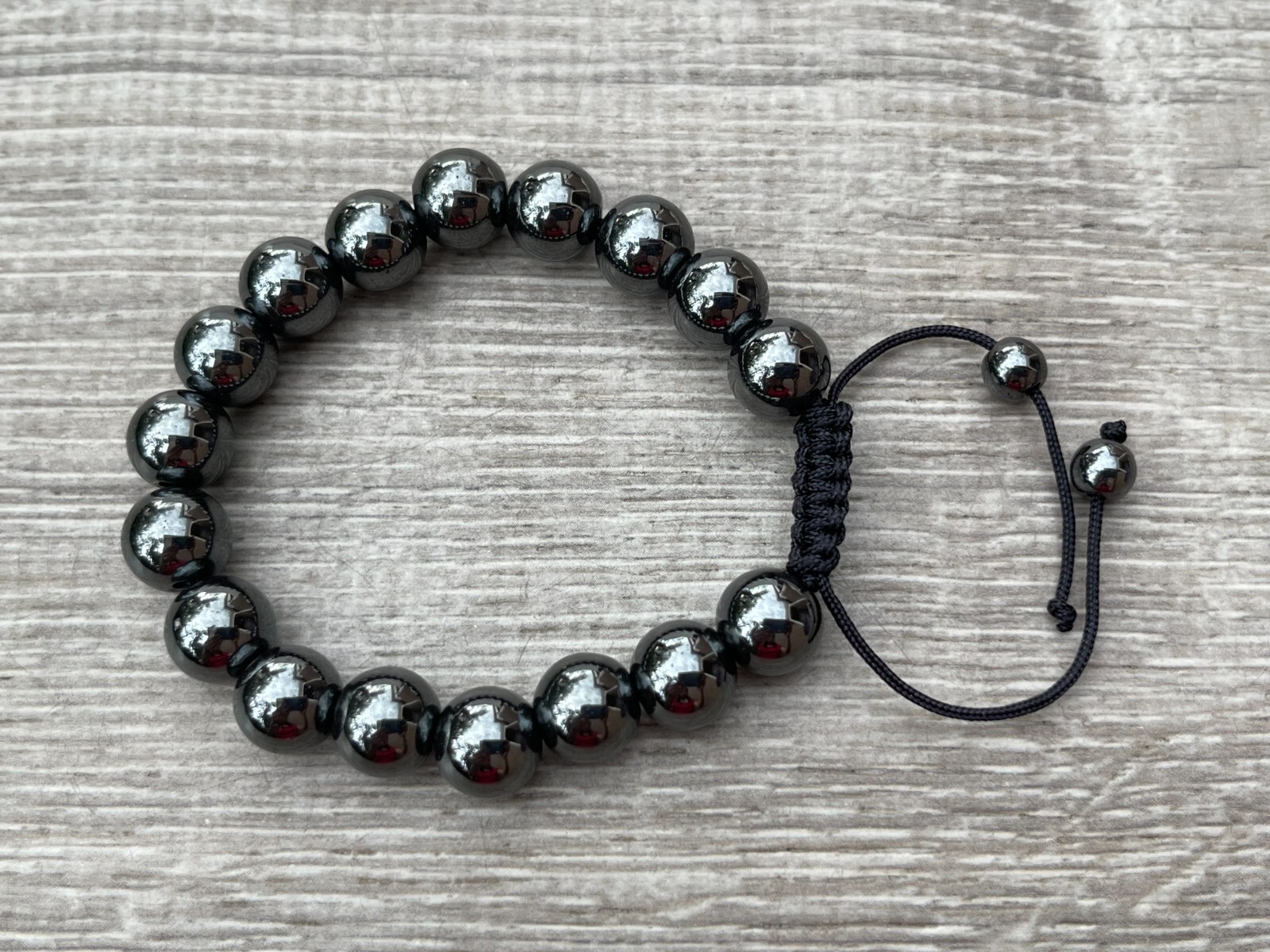 Grade A++ Hematite Crystal Adjustable Bead Bracelet 10mm, Genuine Gems Bracelets
