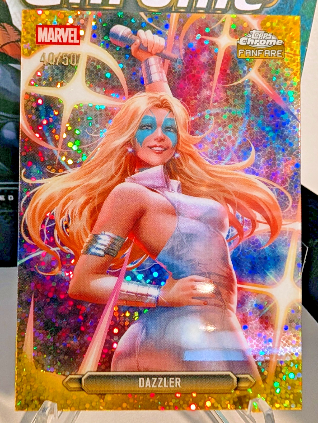 2026 Topps Chrome Marvel Dazzler Fanfare Gold Speckle Refractor 40/50! #FF-12
