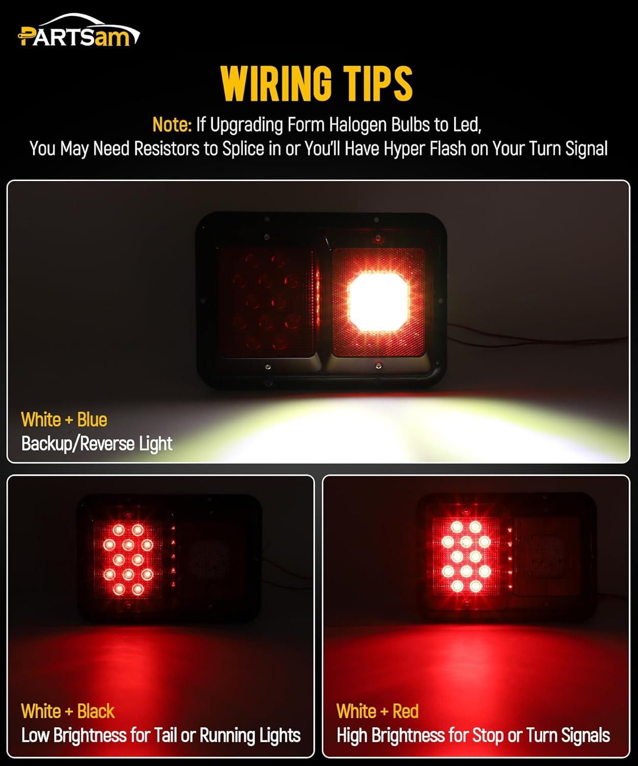 2Pcs Double Led Trailer Tail Lights with Horizontal Mount Dual Stop Turn Tail Ba