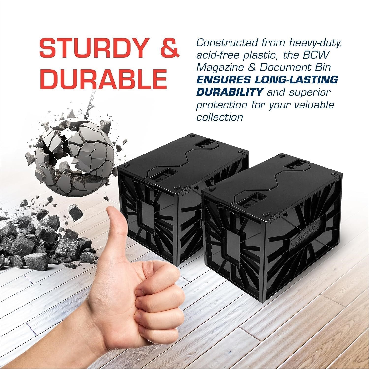 BCW Magazine Document Storage Plastic Bin Stackable Box Heavy Duty New