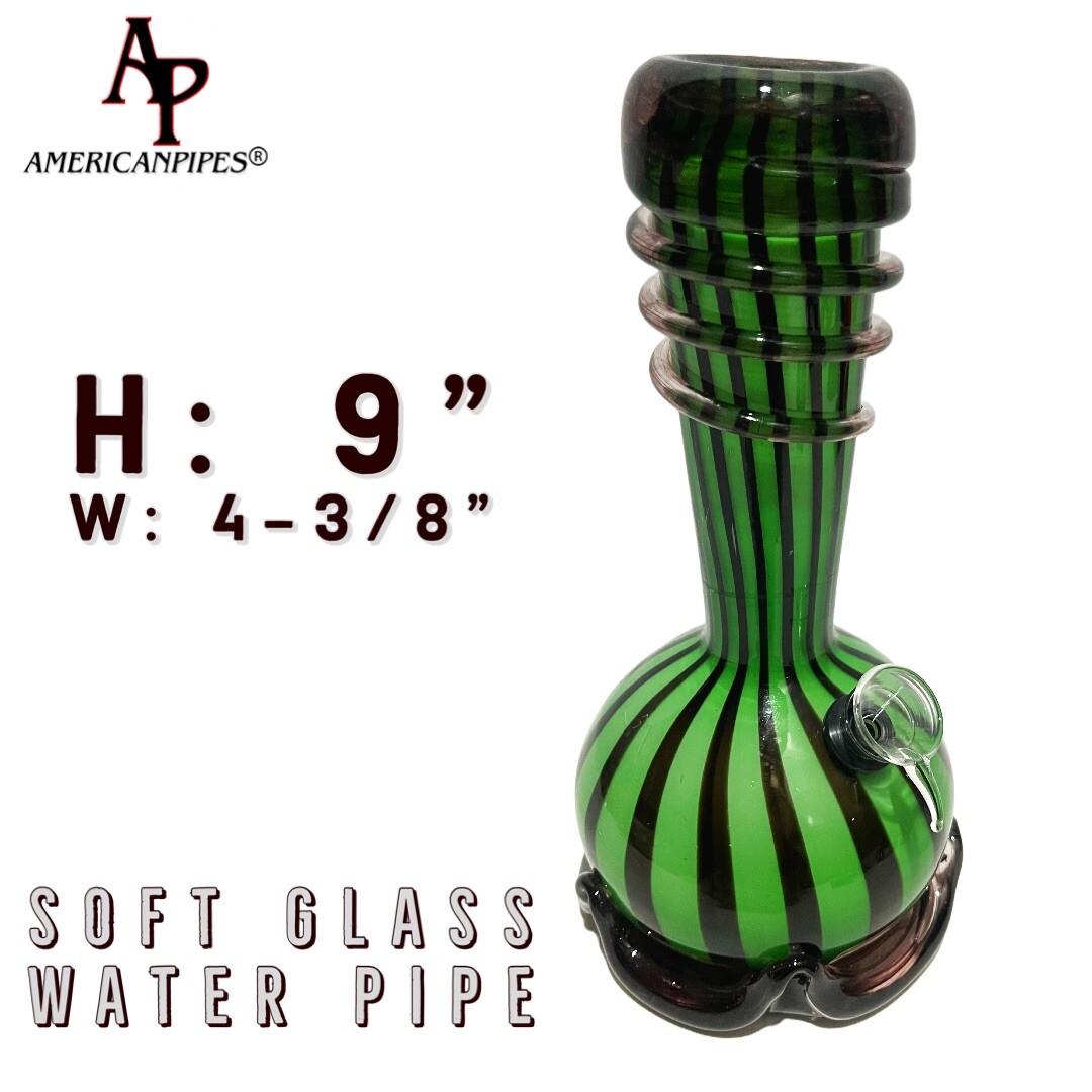 9” Circus Water Pipe/ Heavy Soft glass Pipes By INHALE & AmericanPipes