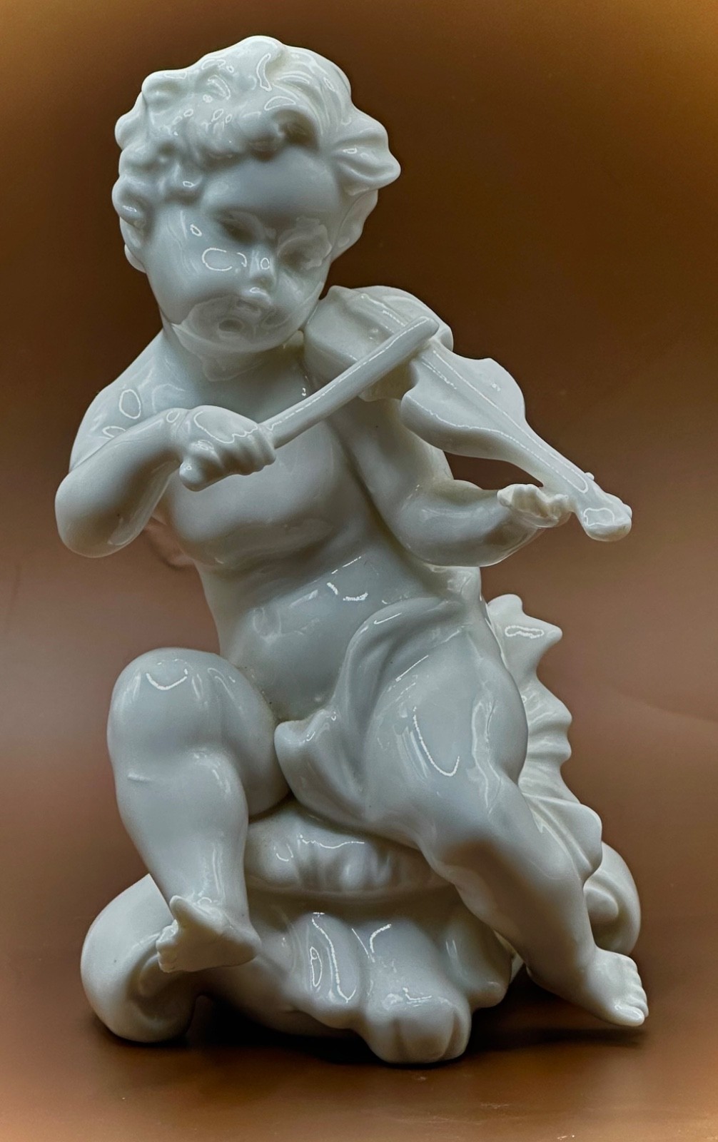 Night Light Angel Playing the Violin Antique Porcelain Art Nouvean Vintage Rare