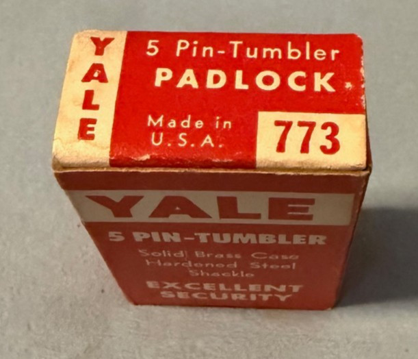 Vintage New In Box Yale 5 Pin Tumbler Padlock. No 773 2 Keys & Original Box!