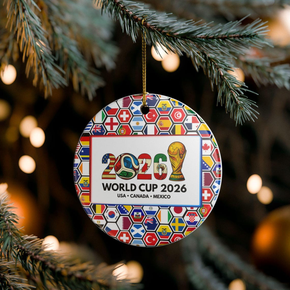 World Cup 2026 Soccer Logo Ceramic Ornament Christmas Decoration