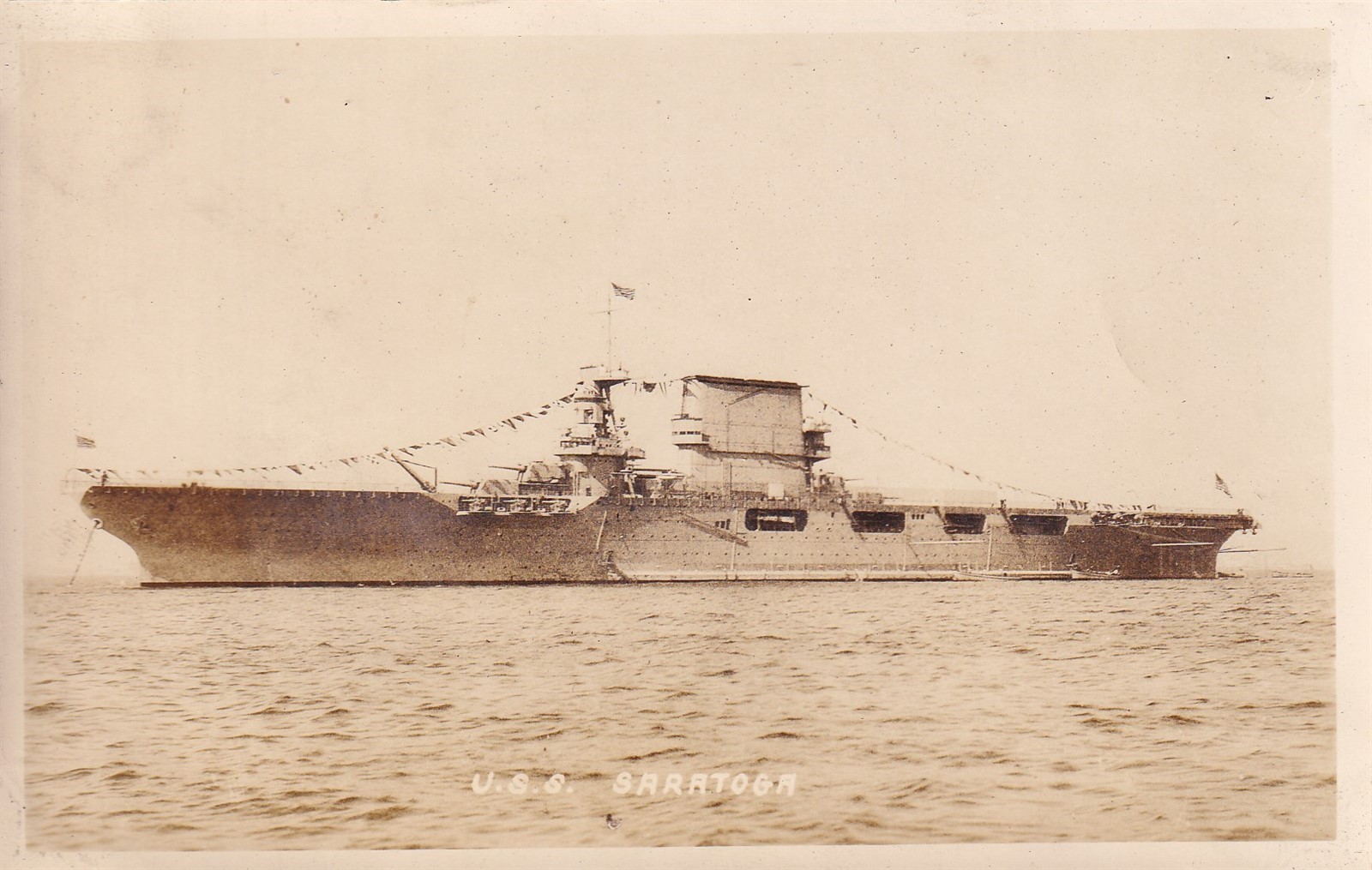 Original Pre-WWII Photo US Navy USS SARATOGA AIRCRAFT CARRIER 1930’s Ship 751