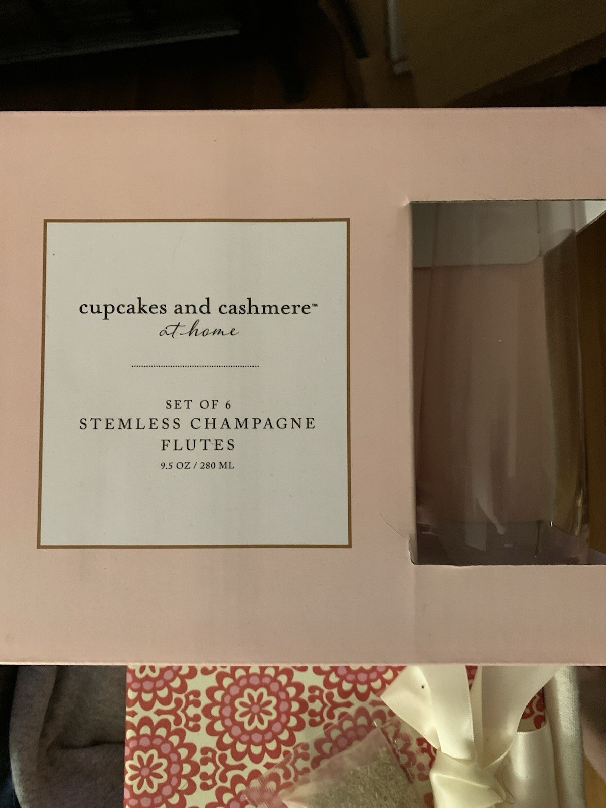 cupcakes and cashmere Set of 6 Stemless Champagne Flutes 9.5 oz Clear