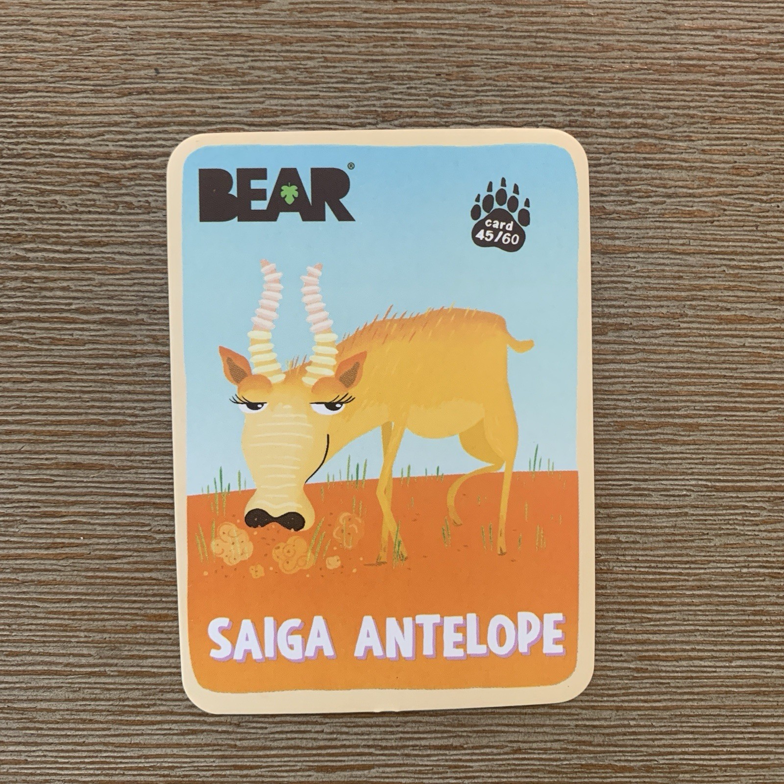 Saiga Antelope Bear Card #45 Bear Fruit Rolls Collectible Animal Trading Cards