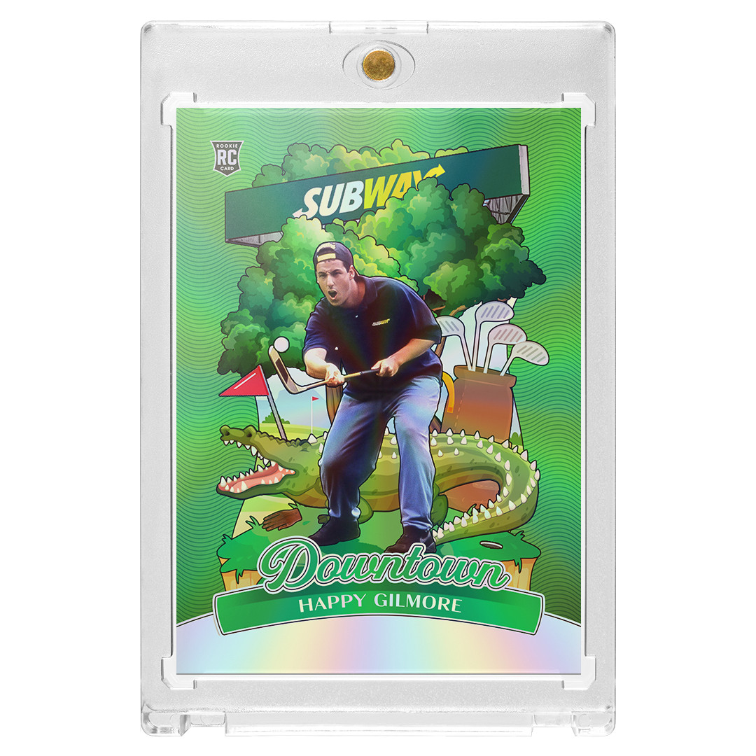 Custom Happy Gilmore x Adam Sandler Green Holo Golf Series Downtown Trading Card