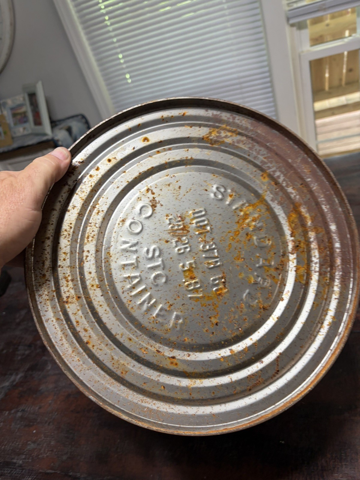 Vintage 5 Gallon Kerosene Can Metal Safety Drum Blue Delphos Ohio Fuel Container