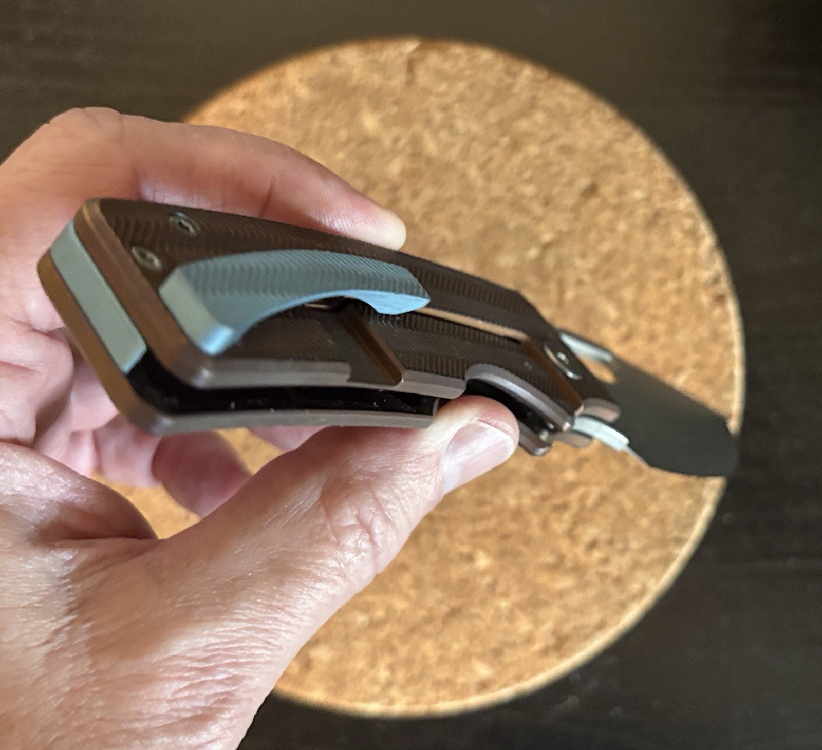 Custom Anodized XL Titanium EDC Knife – Copper/Green – Darkwashed 3.75” Blade