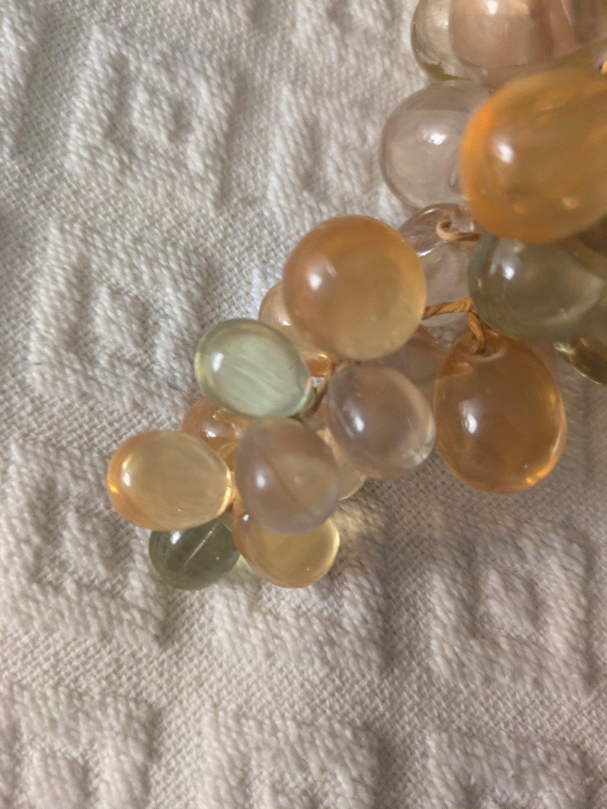 Vintage Lucite Grape Clusters Mid Century Pink Peach green translucent 7″ MCM