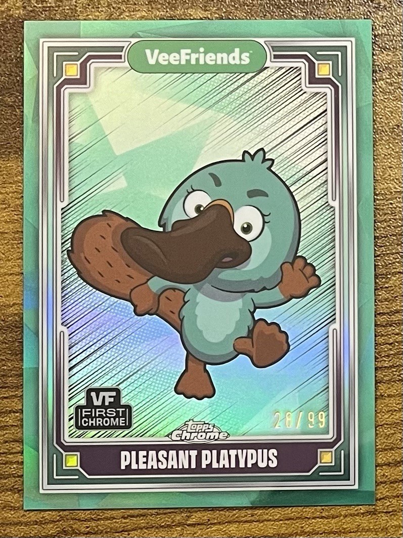 2025 Topps Chrome Veefriends Pleasant Platypus Green Refractor /99
