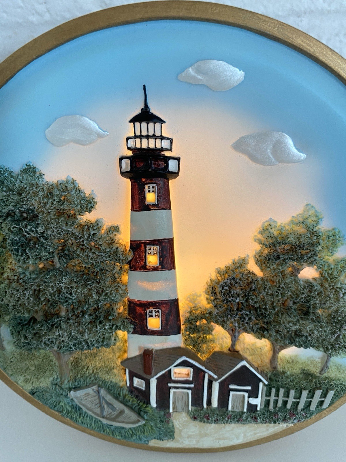 ALSY LIGHTING Lighthouse Hand Painted Plate Accent Lamp Night Light VTG 80’s