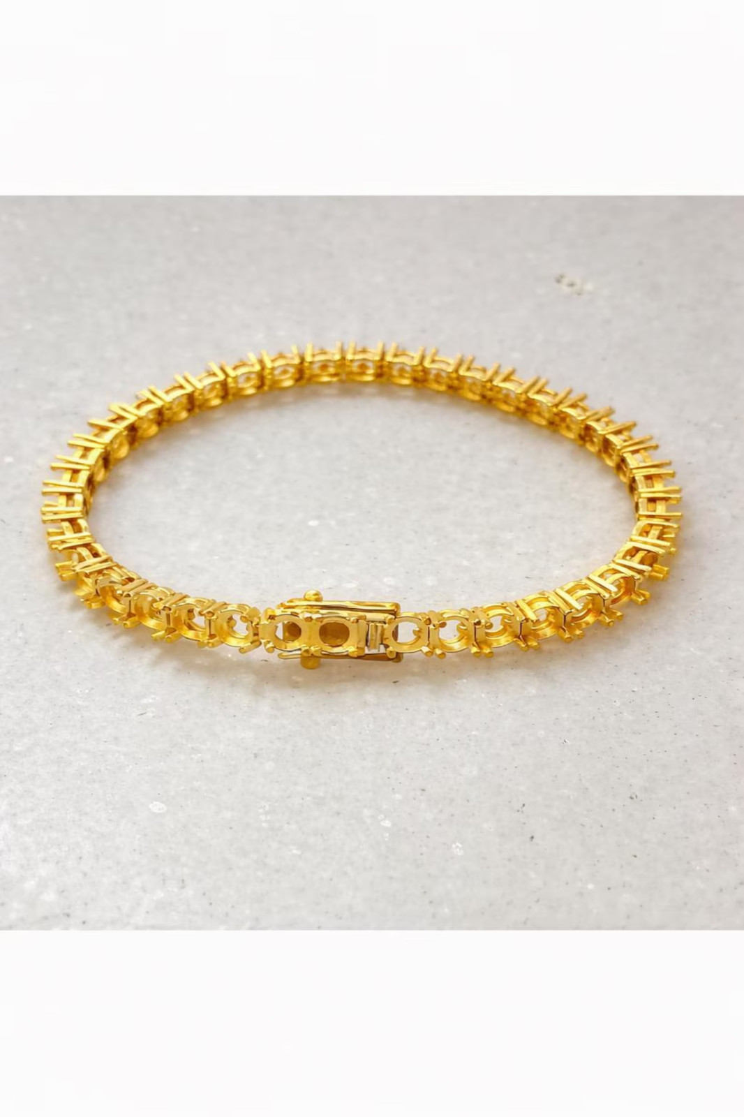 5MM Round Setting Tennis Semi Mount Blank Bracelet in 18K Yellow Gold Over 7″Her