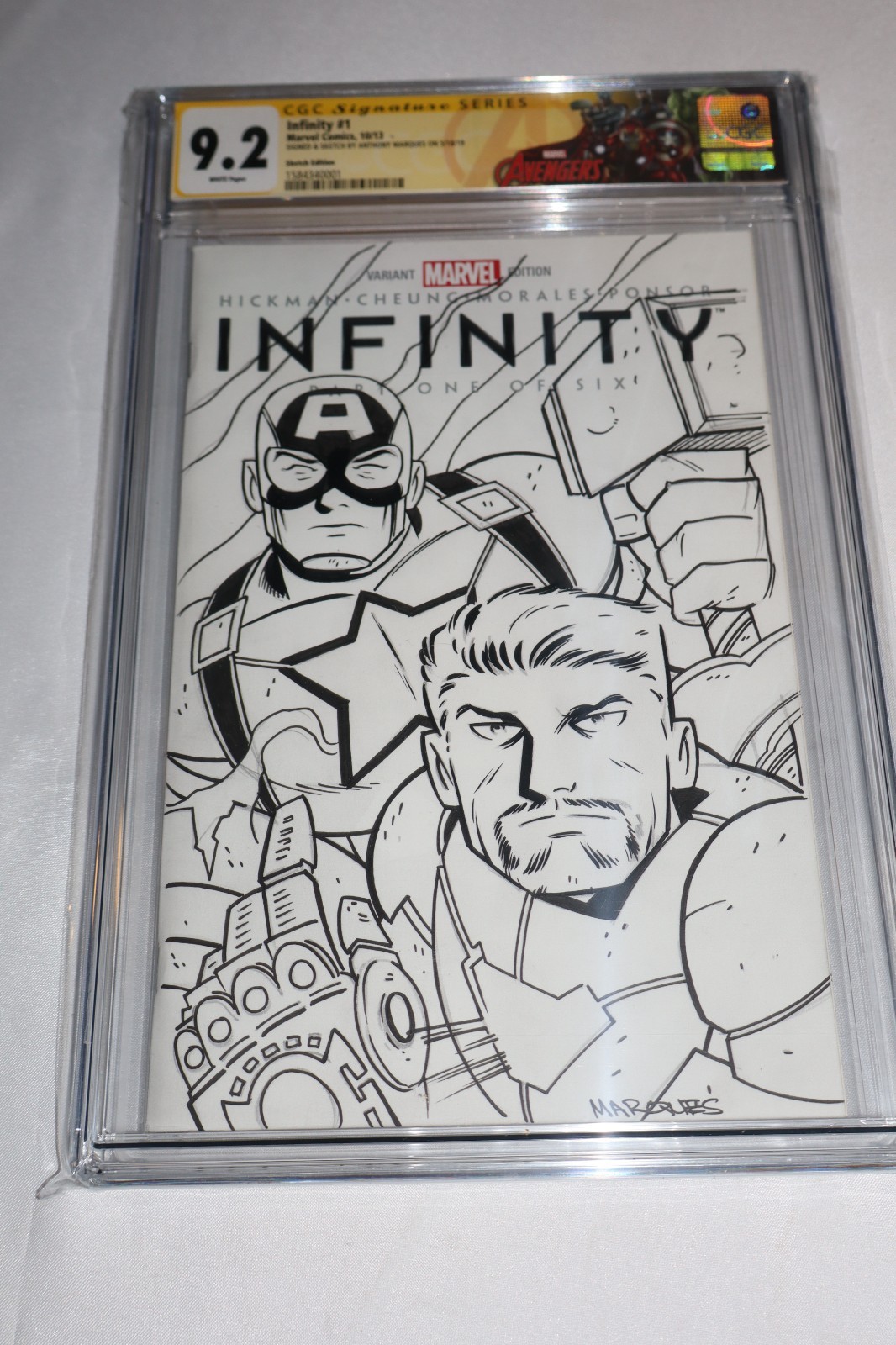 CGC SS 9.2 Infinity 1 Original Comic Sketch Art OOAK Marques Iron Man Capt Amer